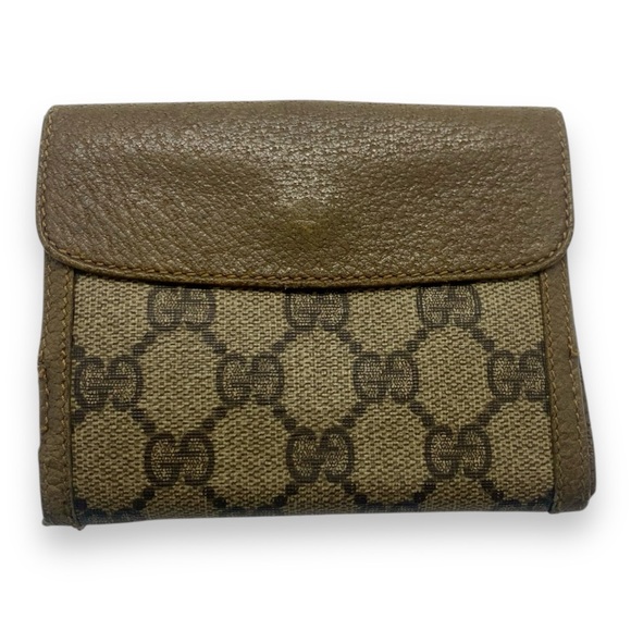Vintage Gucci Leather/Vinyl Bifold Brown Wallet GG Gold Hardware GG Monogram Web - Picture 6 of 17